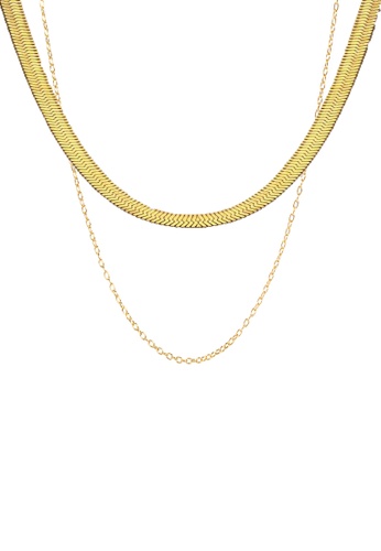 CELOVIS gold CELOVIS - Sahara Choker Paired with Plain Chain Necklace Jewellery Set in Gold F51A3AC03BF4E4GS_1
