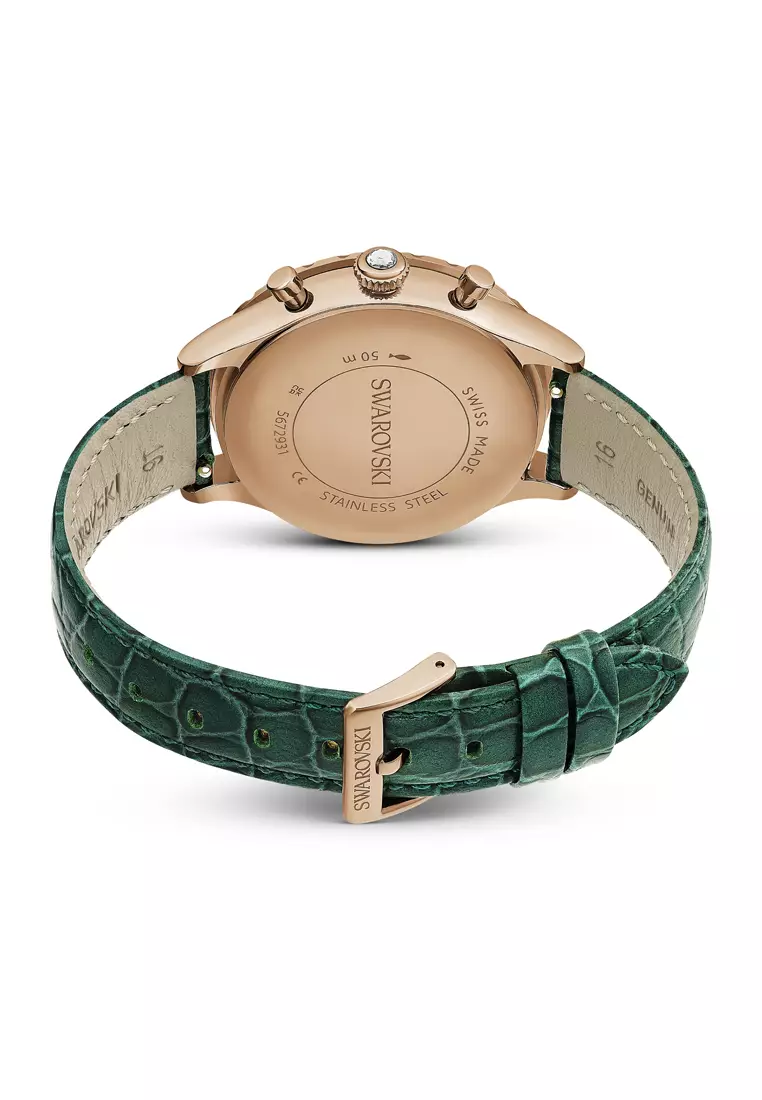 Buy Swarovski Octea Chrono watch, Swiss Made, Leather strap, Green ...