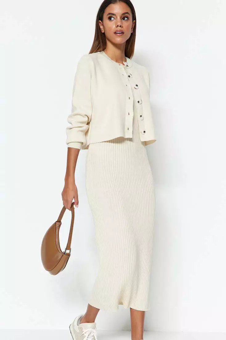 Sleeveless Knit Dress with Cardigan