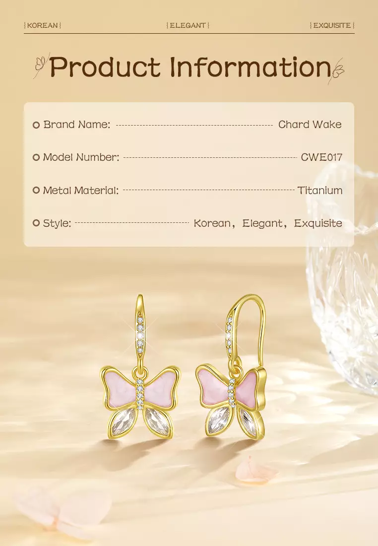 Anting Wanita Titanium Korea Fashion Butterfly Style Antingan Cewek Original Kotak Indah