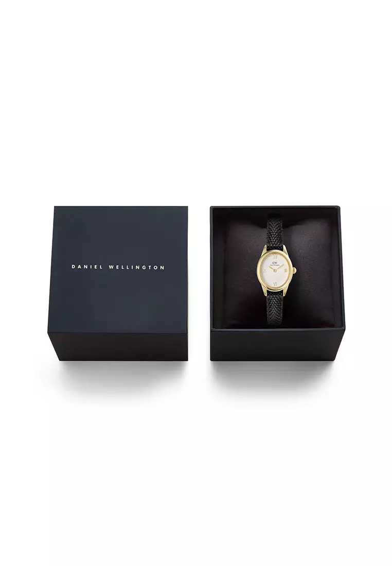 Ophelia Mini Black Lizard White Guilloché Gold - Women Watch Stainless Steel Leather Strap watch DW Official Authentic Original 女士手錶 不銹鋼手錶 DW 官方 真皮手錶 正品