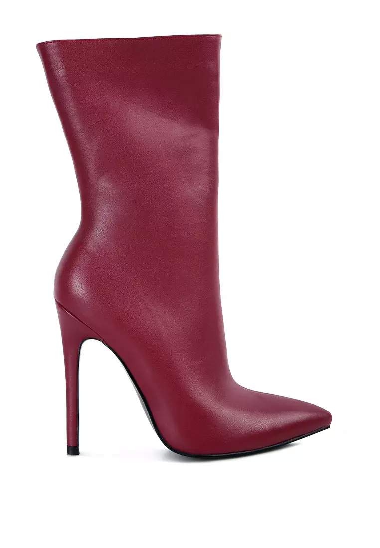 Discount on London Rag  shoes - SKU: Burgundy High Ankle Stiletto Boots