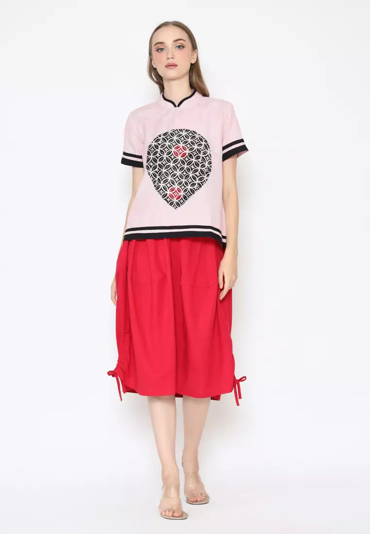 Blouse Batik Wanita - Bhatara Batik Alma - Atasan Batik Modern Lengan Pendek