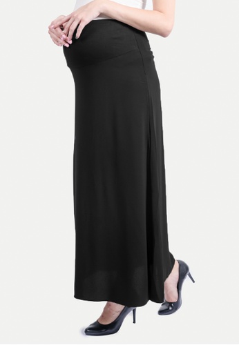 Buy 9months Maternity Black Straight Fit Long Maternity Skirt