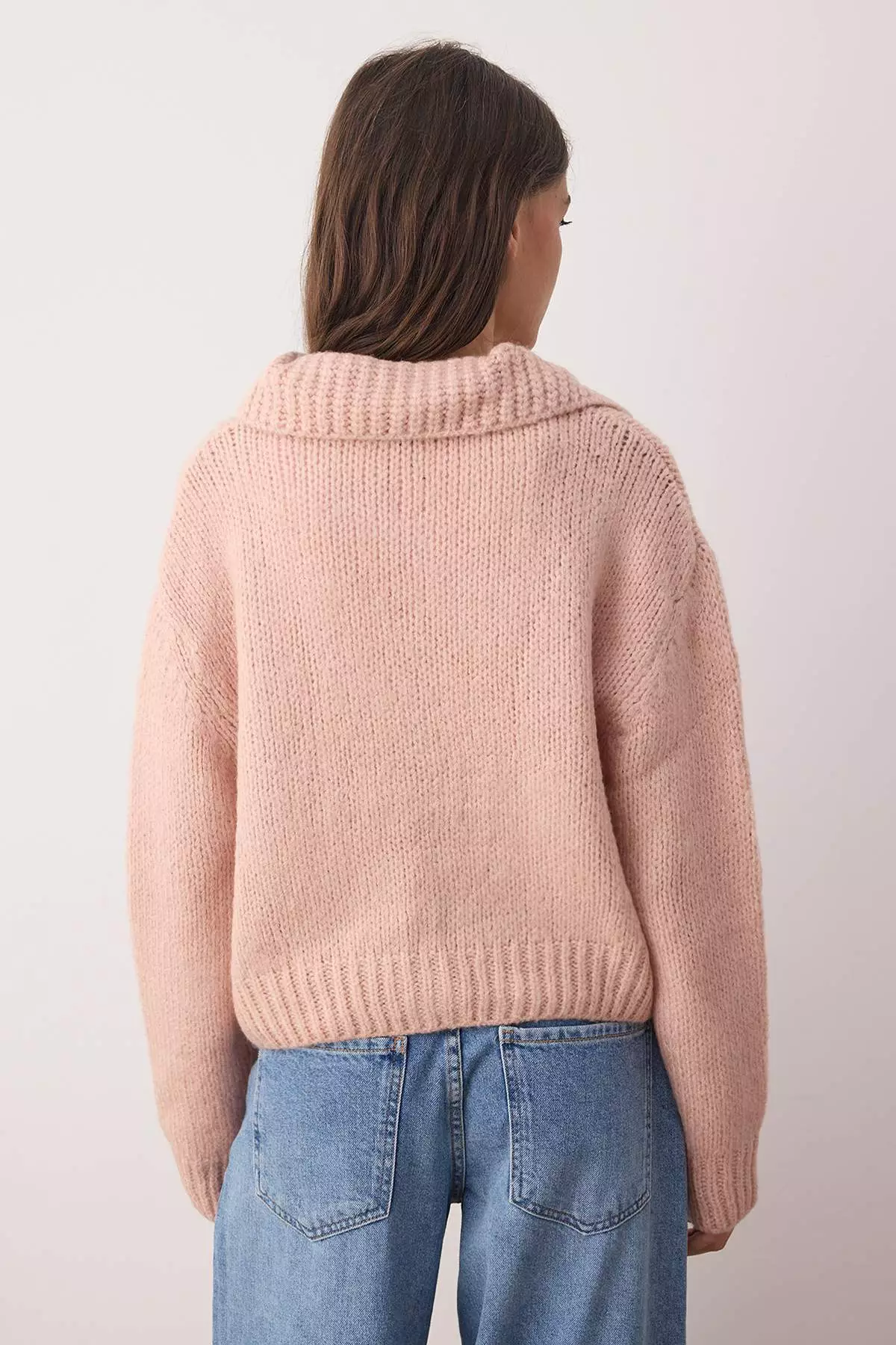 Pink Oversize/Wide Pattern Crop Knitwear Cardigan