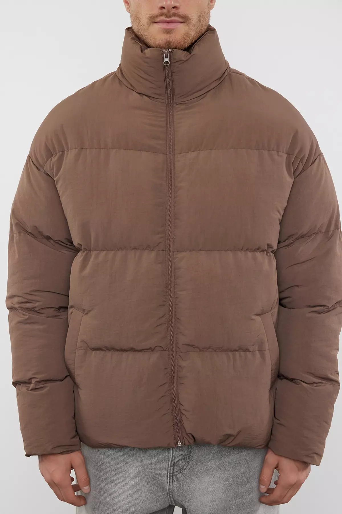 Cinnamon Unisex Oversize Puffer Jacket - Stand Collar, Water And Wind Resistant Tmnaw24Mo00003