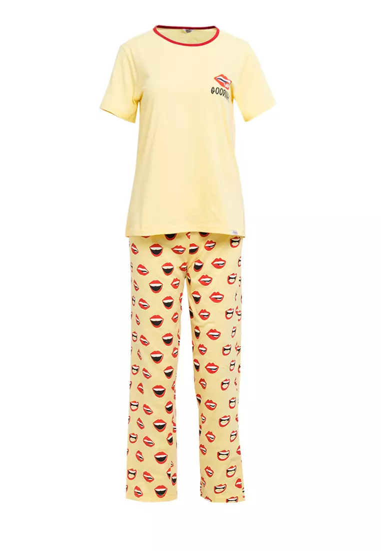Pyjama Pijama Short Sleeve Long Pants Sleepwear