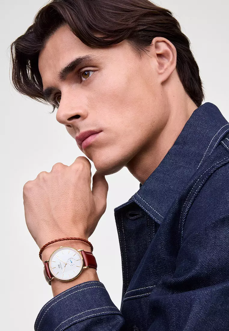 Classic 40mm Multi-Eye St Mawes Off-White Silver Sunray Gold Men Watch stainless steel Leather strap watch DW Official Authentic Original