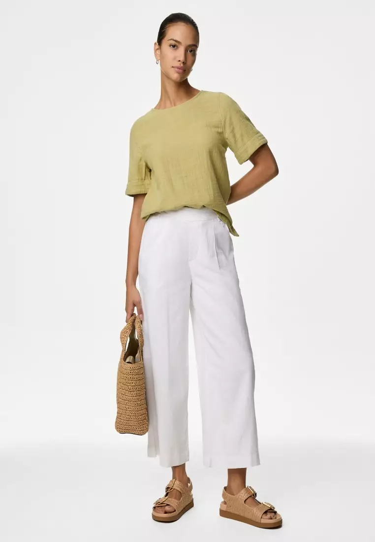 Marks and spencer wide leg cropped trousers shop