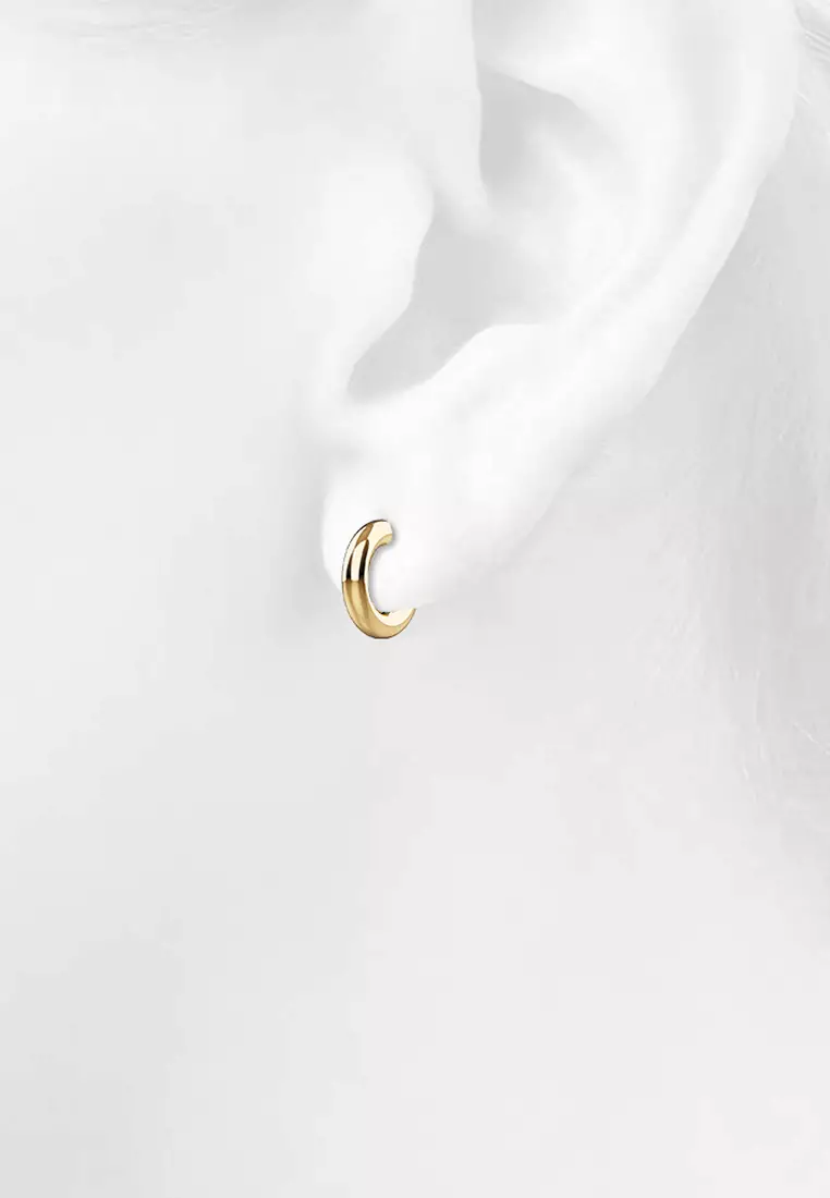Creole C-Hoop Gold Layered Earrings 14mm