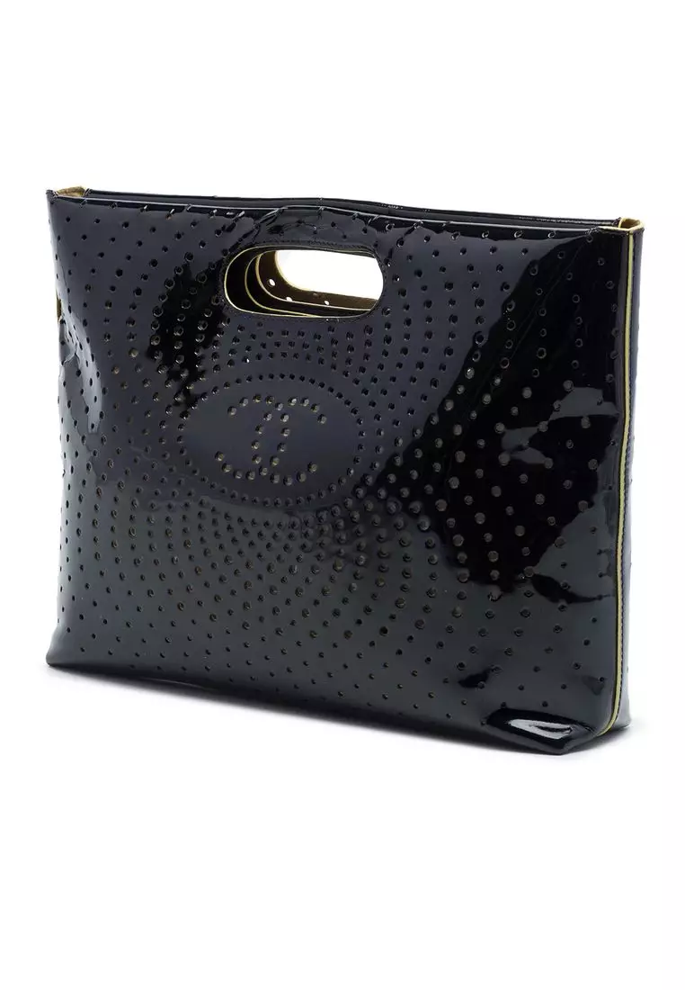 Pre-Loved Chanel Cc Perforated Patent Tote