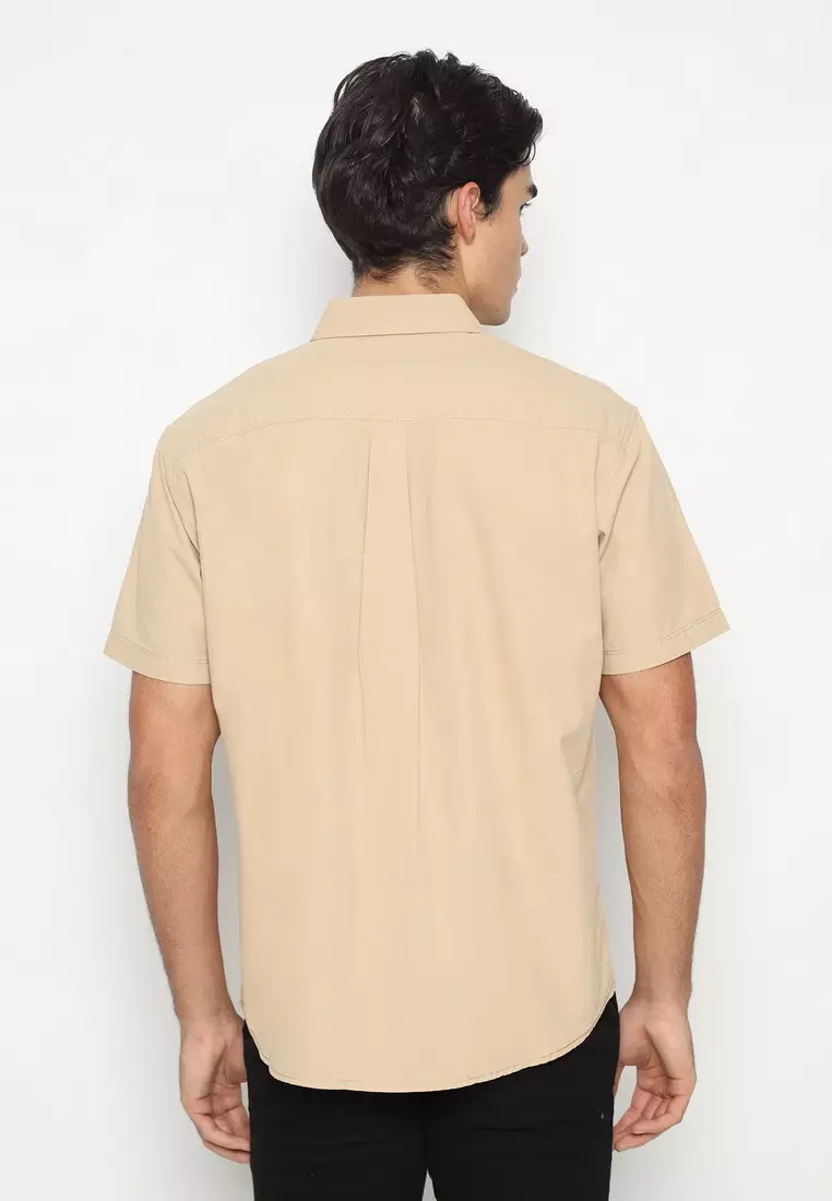 POLICE Kemeja Polos Cotton Khaky Muda Regular Fit Pria