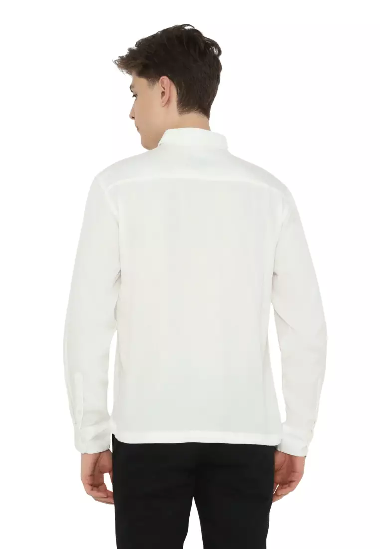 POLICE Kemeja Polos Cotton Regular Fit Lengan Panjang Pria