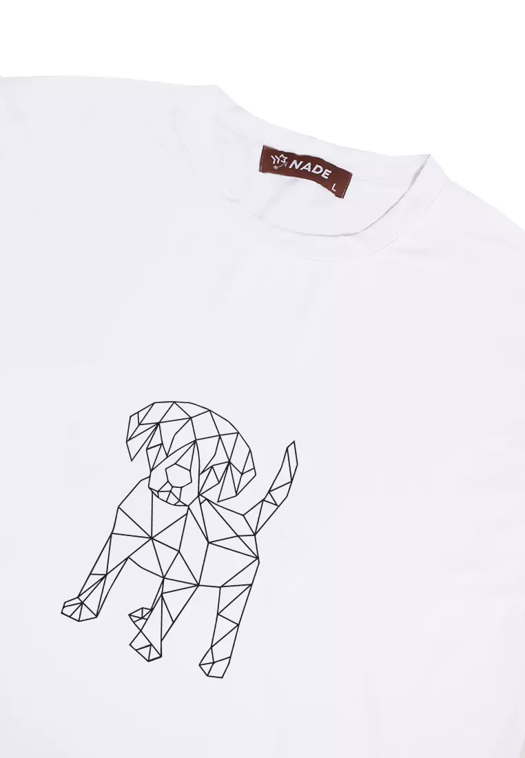 NTC66 kaos anjing wiremesh anti kusut nade lengan pendek stretch putih