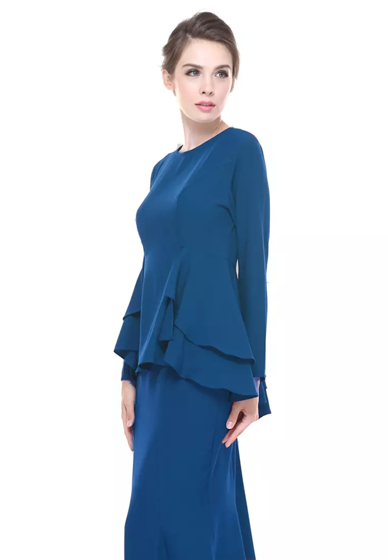 Lora Peplum in Teal Blue