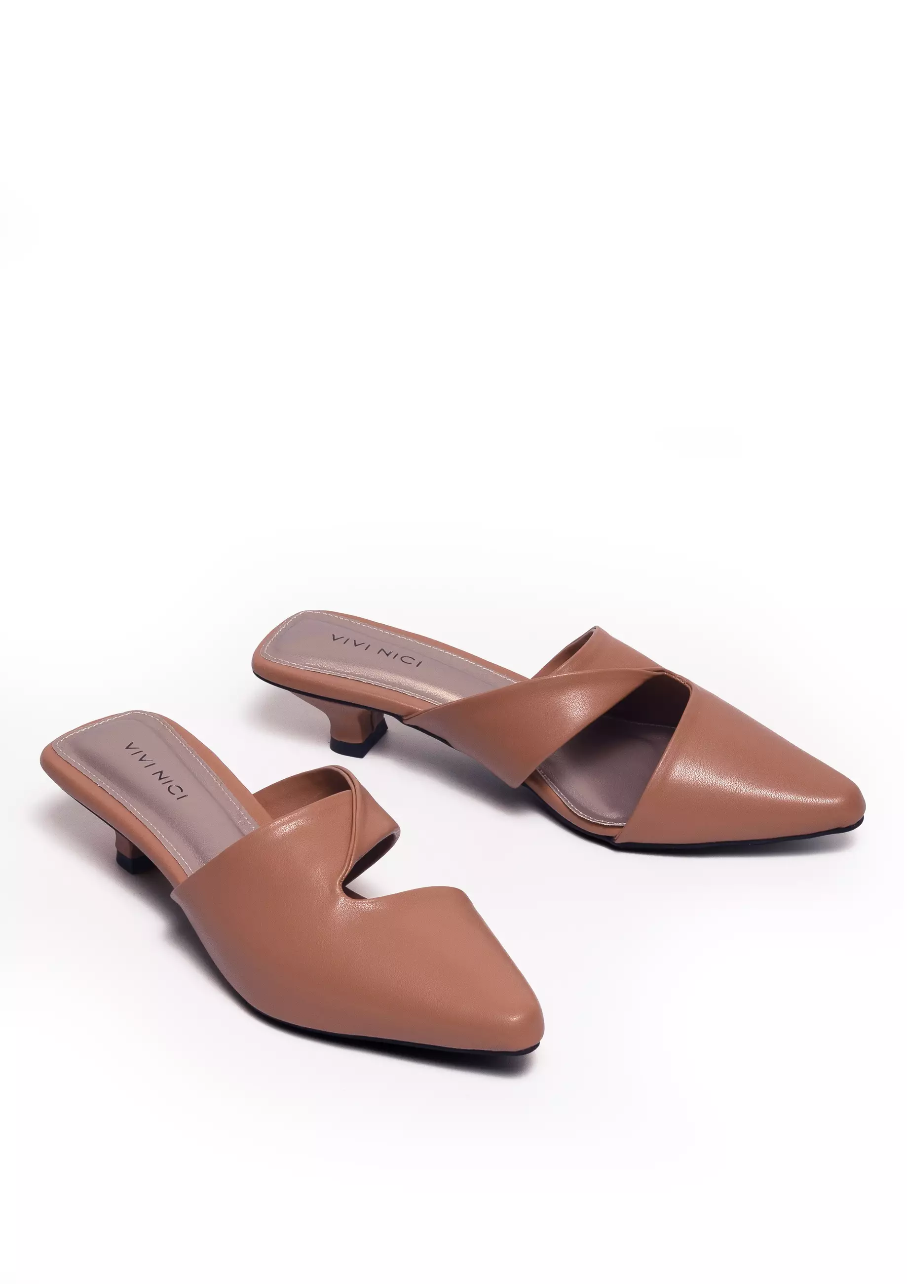 VIVI NICI - Carmen Sepatu Sandal Mules Wanita Hak 3 Cm Camel Beige