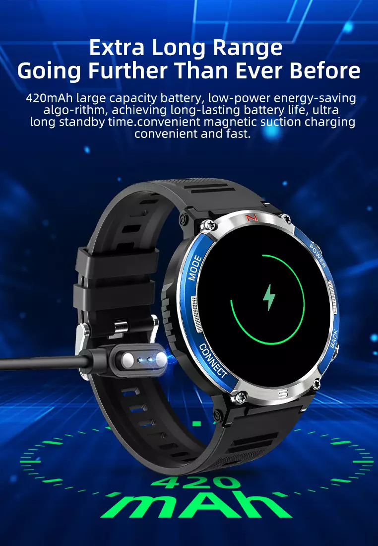 SmartWatch X11 Kompas Jam Tangan Olahraga Luar Ruangan IP68 Anti Air Dalam Bingkai Paduan Aluminium Siaga Panjan