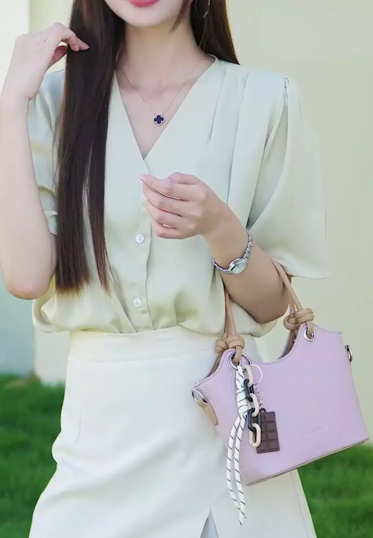 Women's Top Handle Bag / Sling Bag / Crossbody Bag / Shoulder Bag (Tas Tangan Wanita / Tas Selempang Wanita / Tas Bahu Wanita) - Merah Jambu