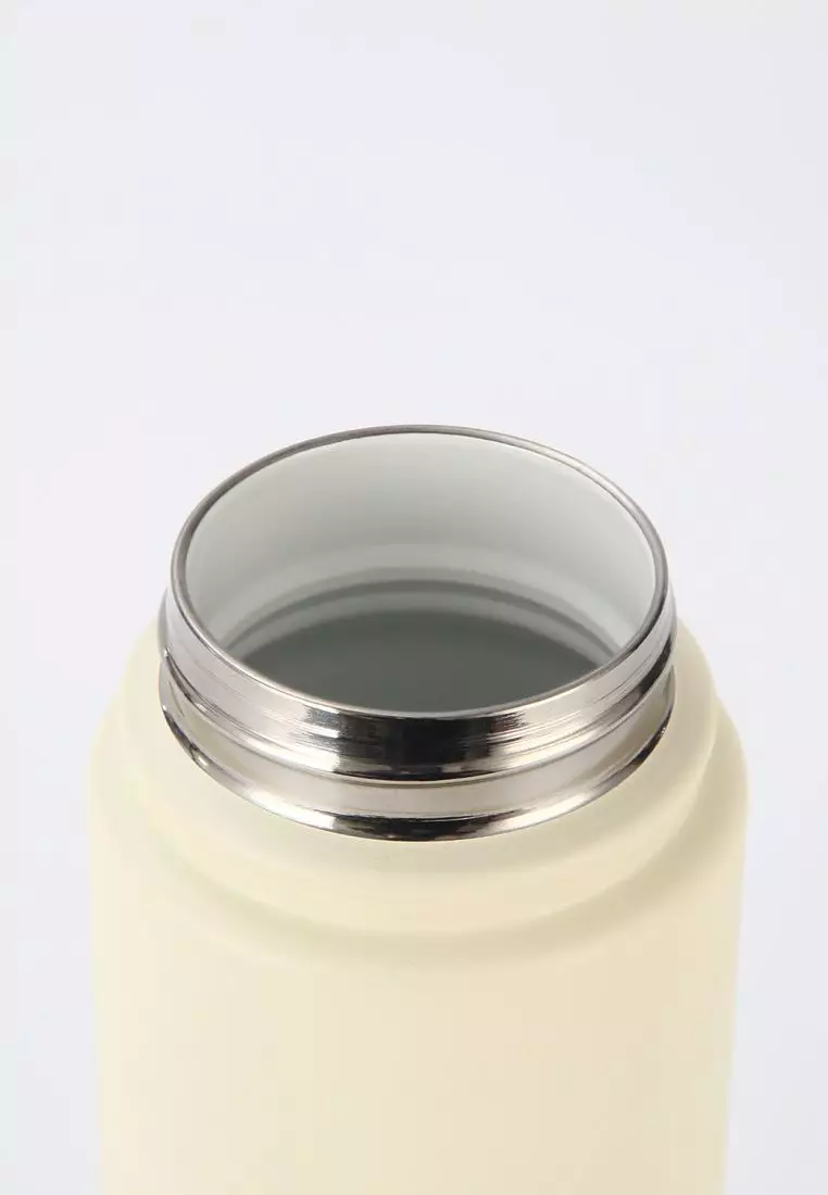 Crossing Urban Ceramic S/S Insulated Flat Cap Bottle With Handle 600ml - Cotton (White)