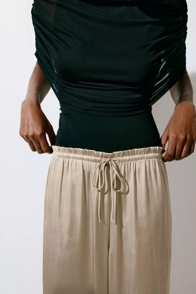 Satin drawstring trousers