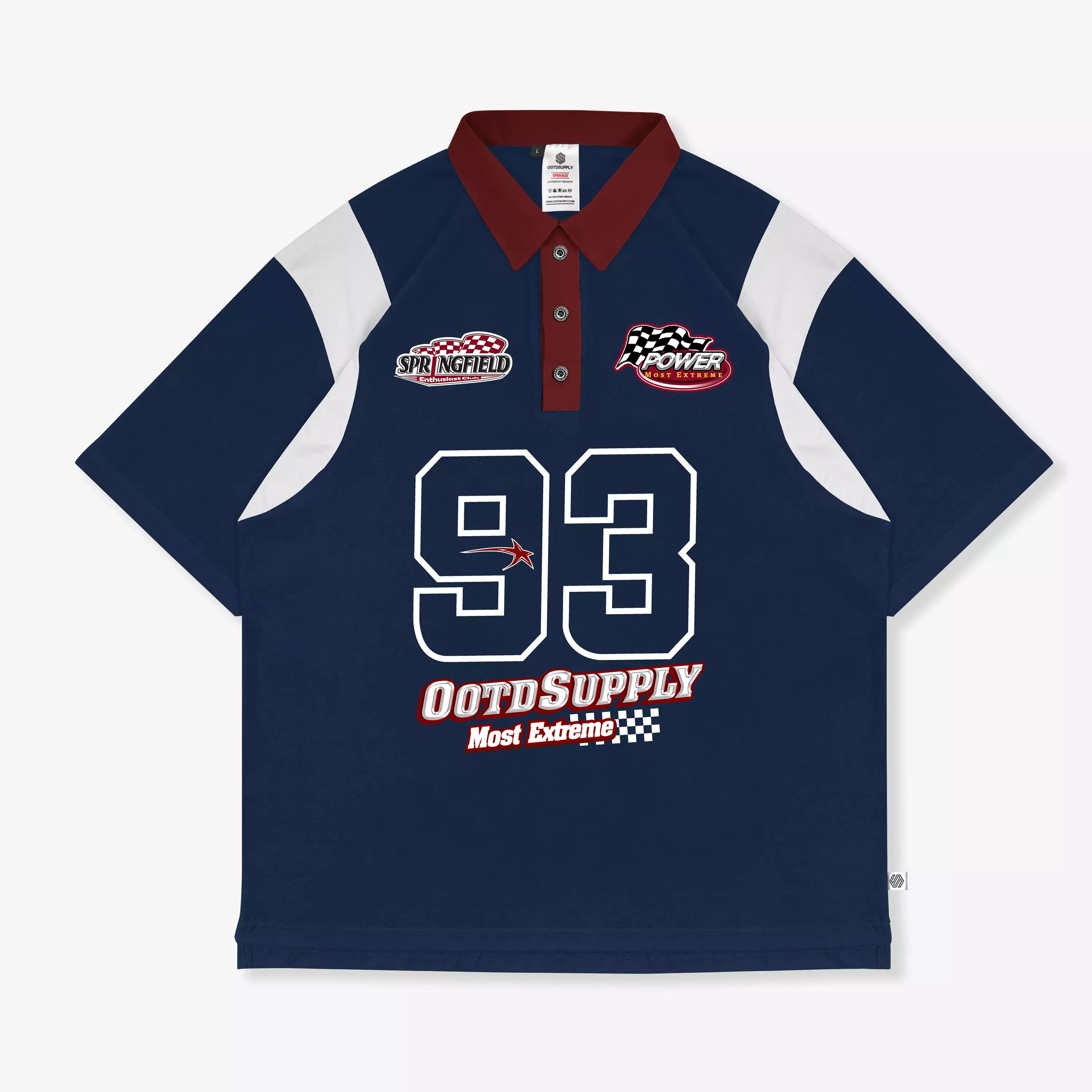 OOTDSUPPLY Oversize Rugby Polo Shirt Springfield Combination | Kaos Polo Pria dan Wanita OVZ-PSR041