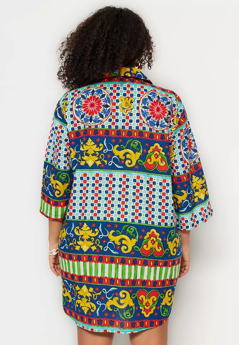 Multicolored Tile Pattern Beach Shirt