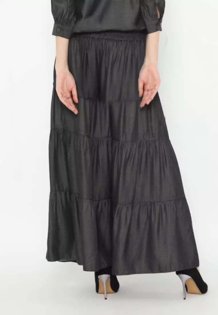 Denim Skirt In Black By Brilliant Girl Warna HITAM