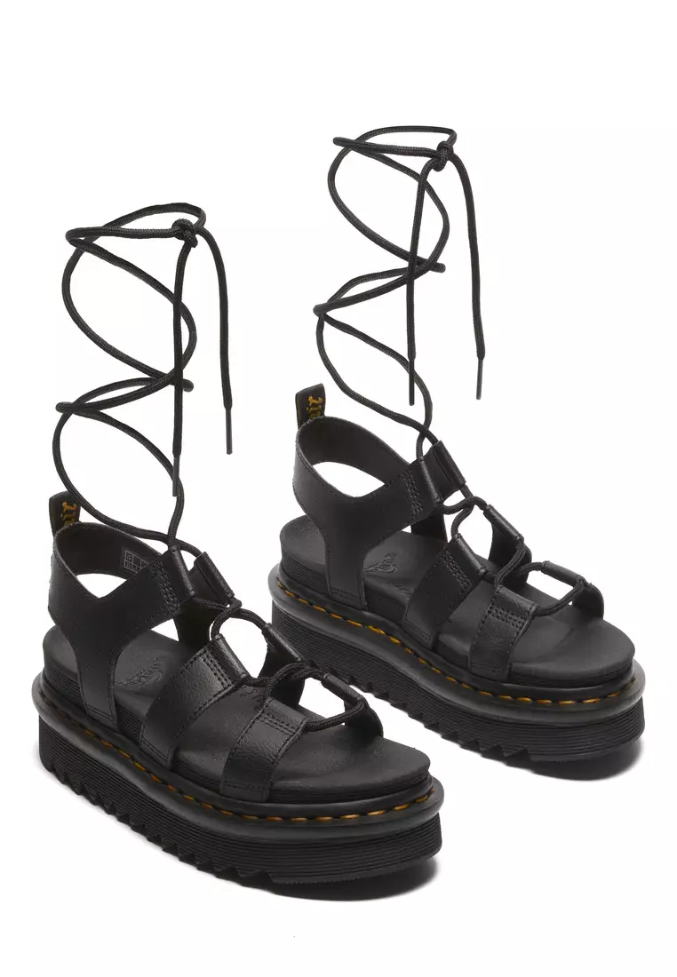 Nartilla Athena Leather Gladiator Black Sandals Women
