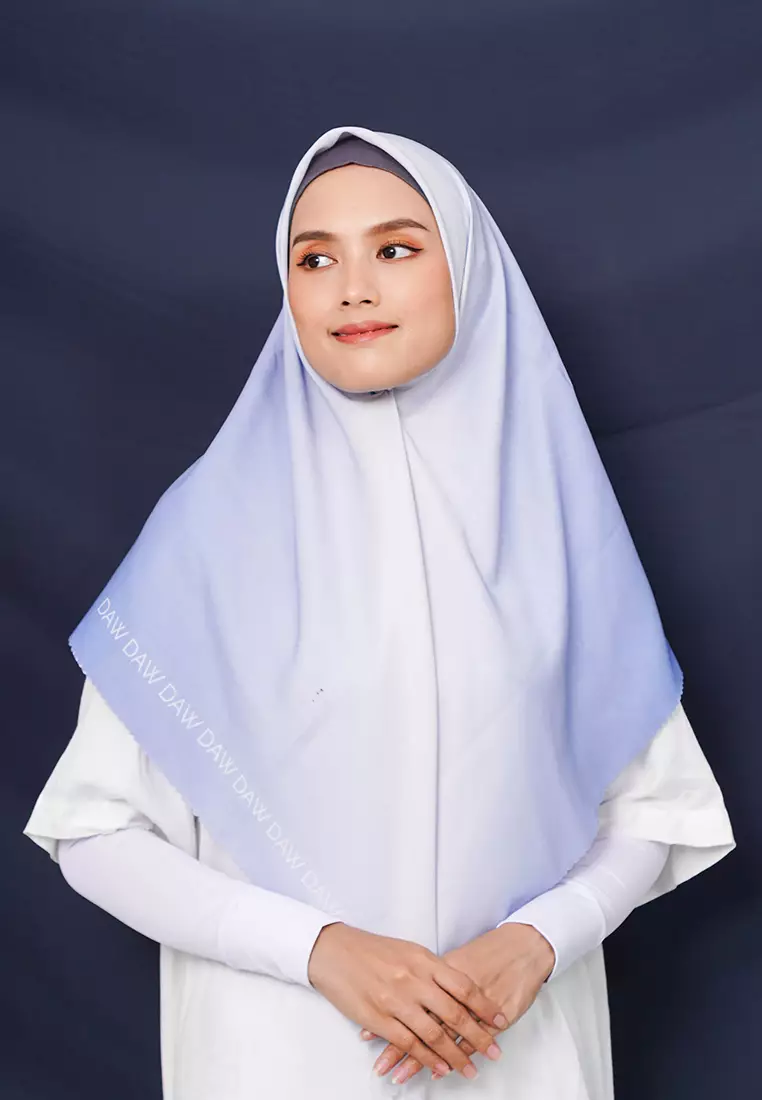 WK048 kerudung segi empat gradasi multicolor DAW Project Glow Series Royal Blue - Magenta