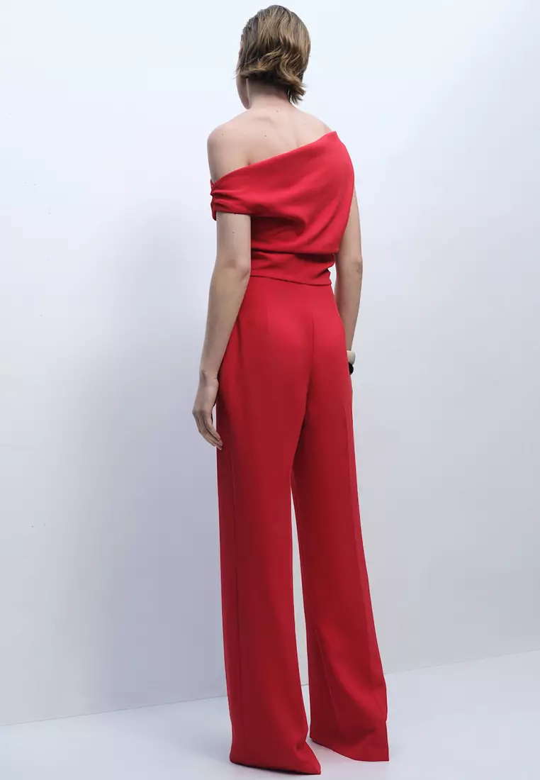 Long Asymmetrical Draped Jumpsuit