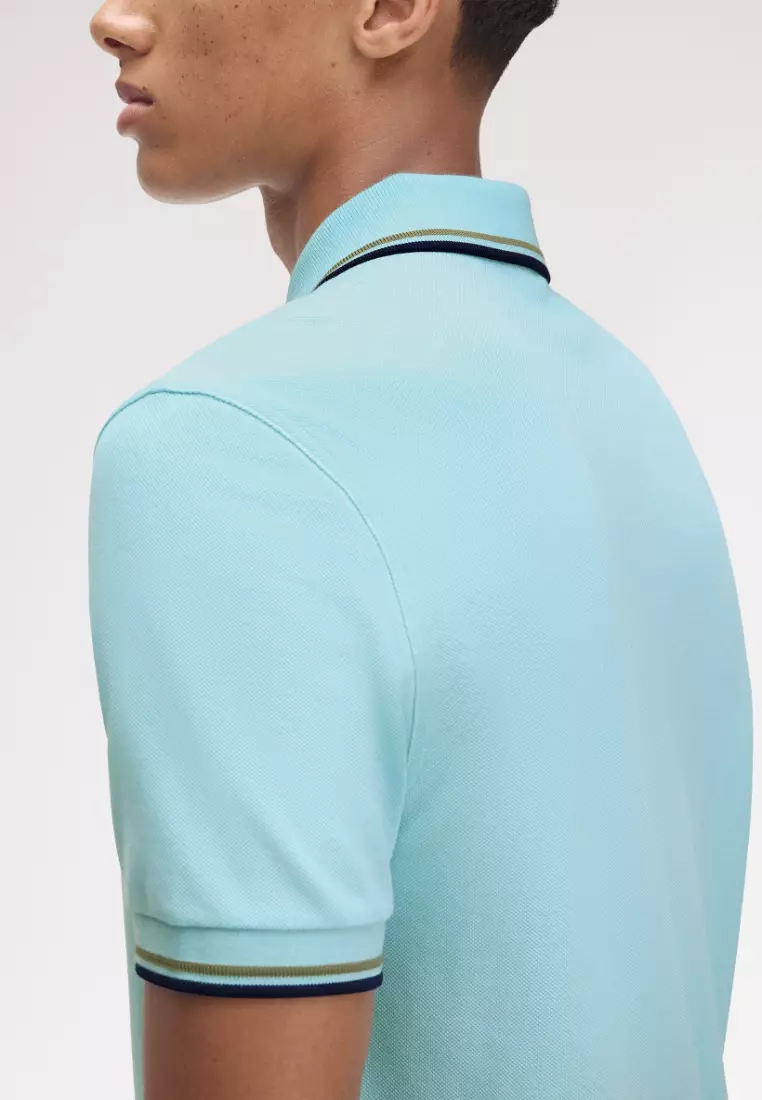 Fred Perry M3600 Twin Tipped Fred Perry Shirt (Mint Blue / Olive Mint / French Navy)