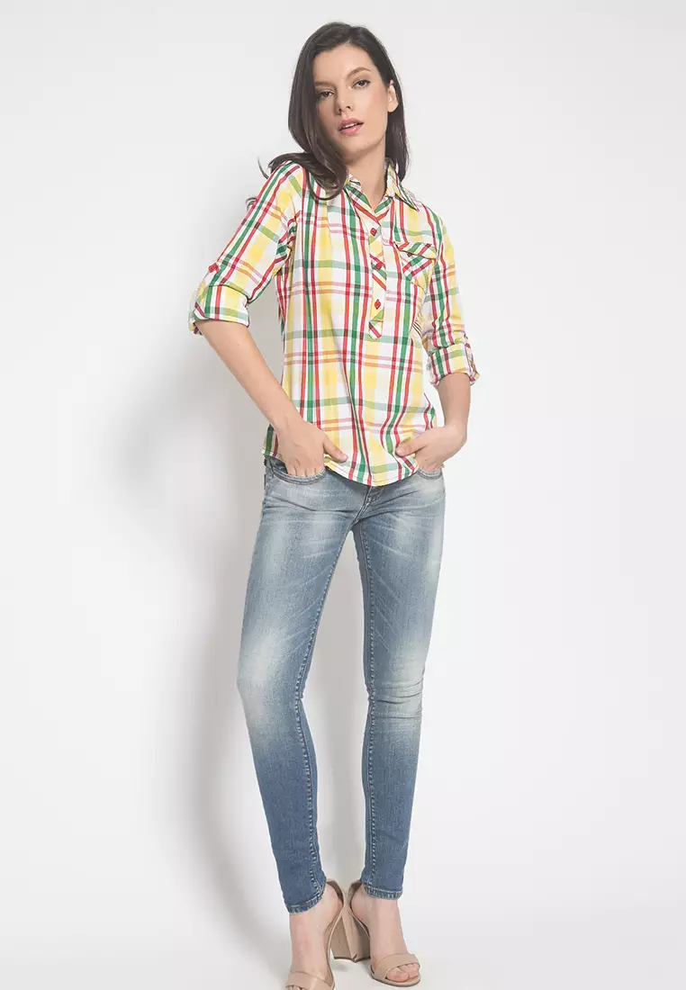 LGS - Kemeja Casual Wanita - Lengan Panjang - Kotak-Kotak - LSH.383.O1247L.463.C L/S