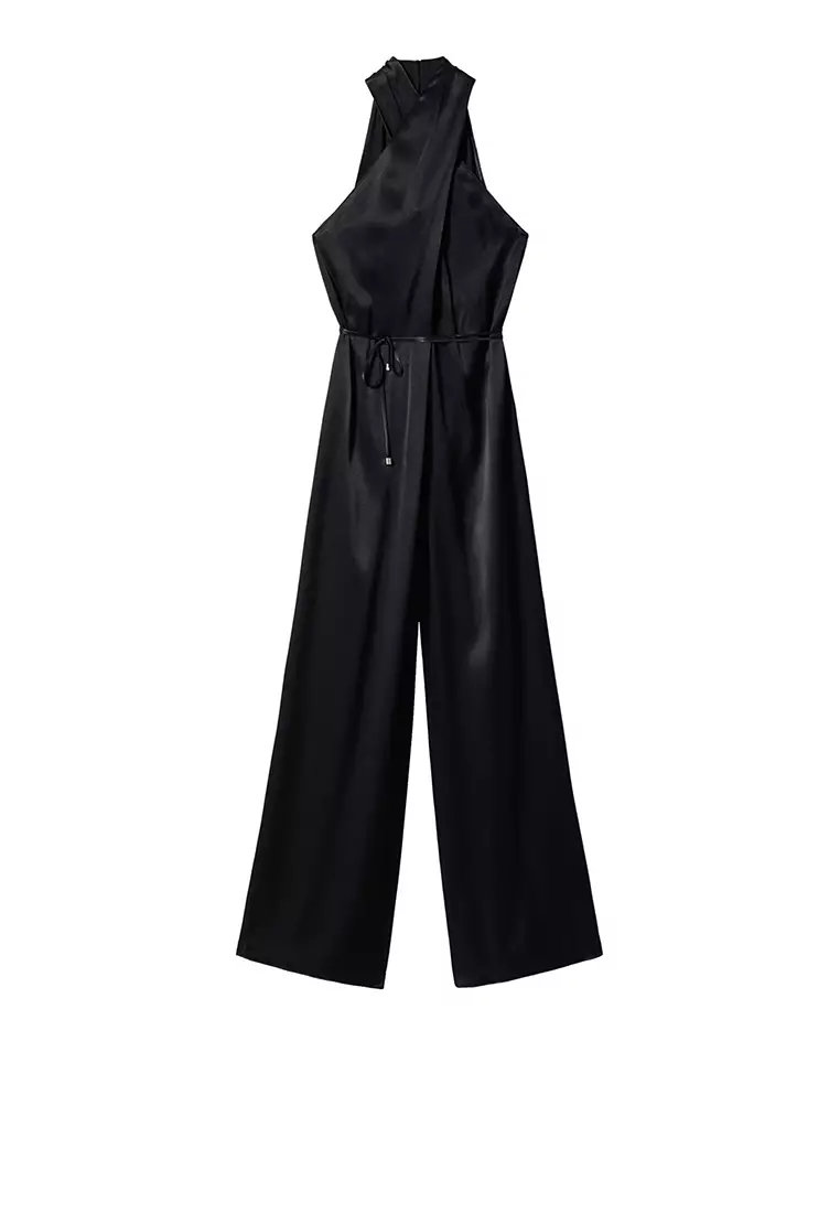 Buy Mango Satin Jumpsuit With Belt Online