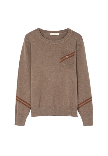 Its Me brown Retro Crew Neck Sweater 77441AA0A44FFBGS_1