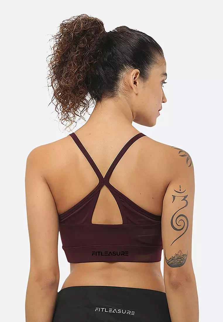 Maroon Breathable Yoga Training Padded Sports Bra
