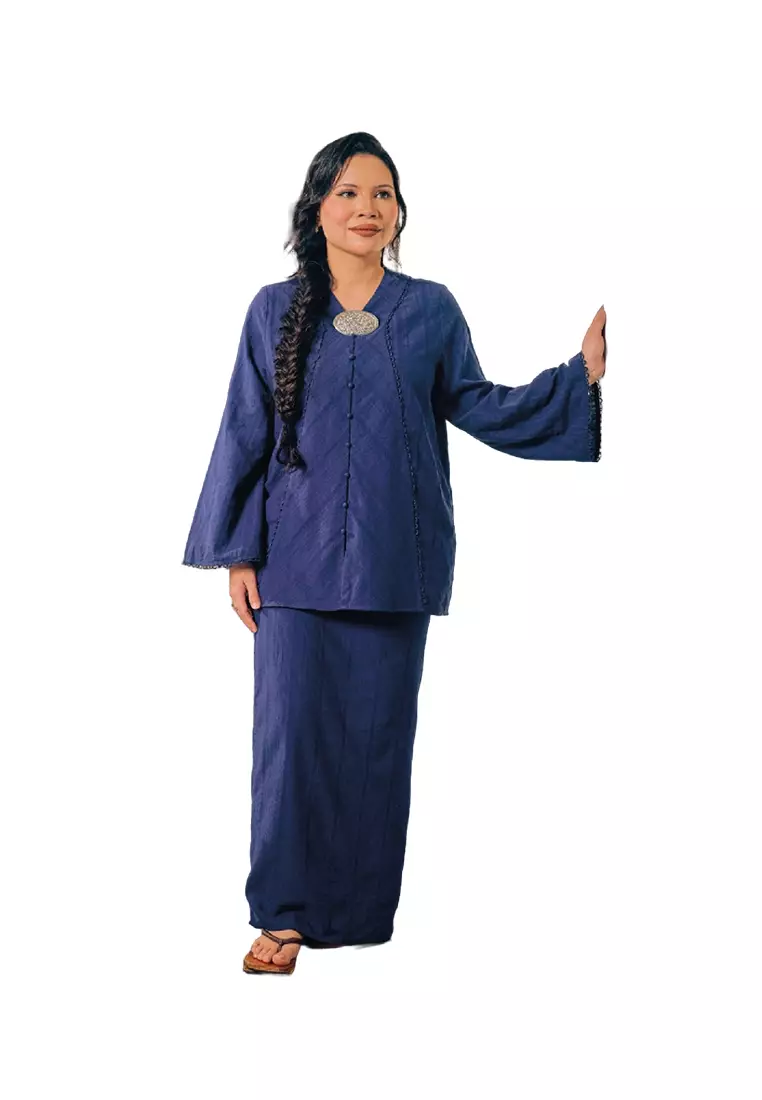 UMMA Seroja Loose Modern Kebaya in Navy Blue