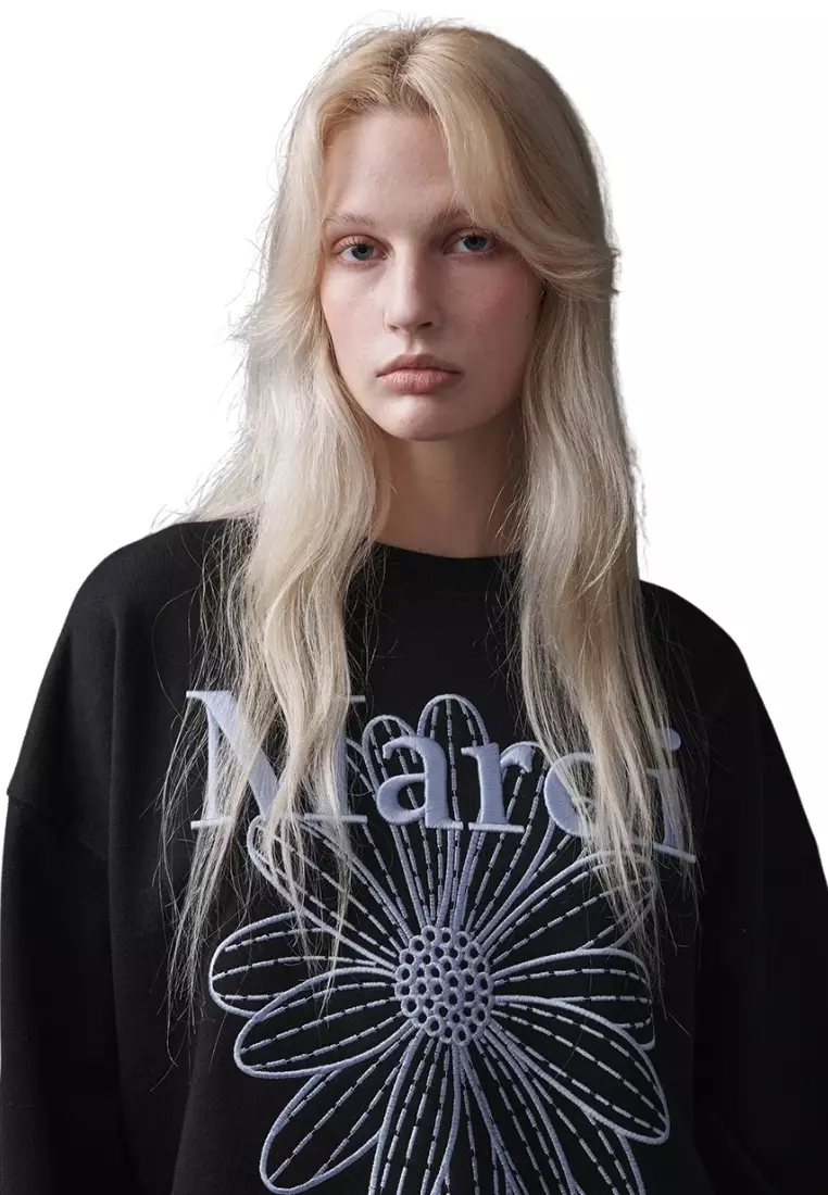 Sweatshirt Flowermardi Needlework - Black Sky