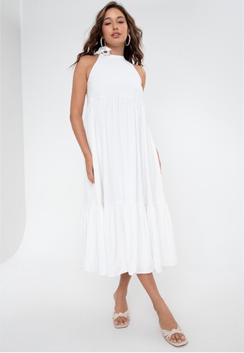 Plains & Prints white Pagdiriwang Tirintas Sleeveless Maxi Dress CFF5EAAF9DFEF6GS_1