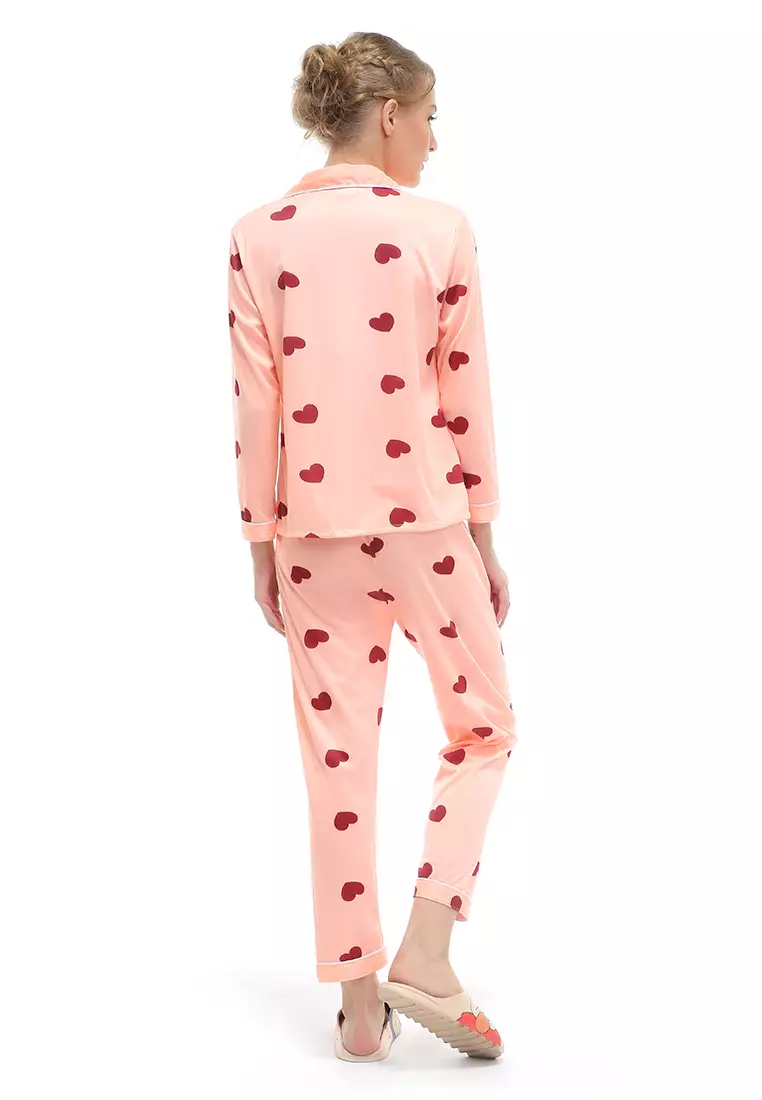 Vance Piyama Baju Tidur Wanita Sweet Heart One Set Material Polyester ORIGINAL - Pink