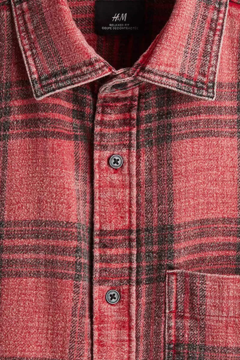 Loose Fit Washed flannel shirt