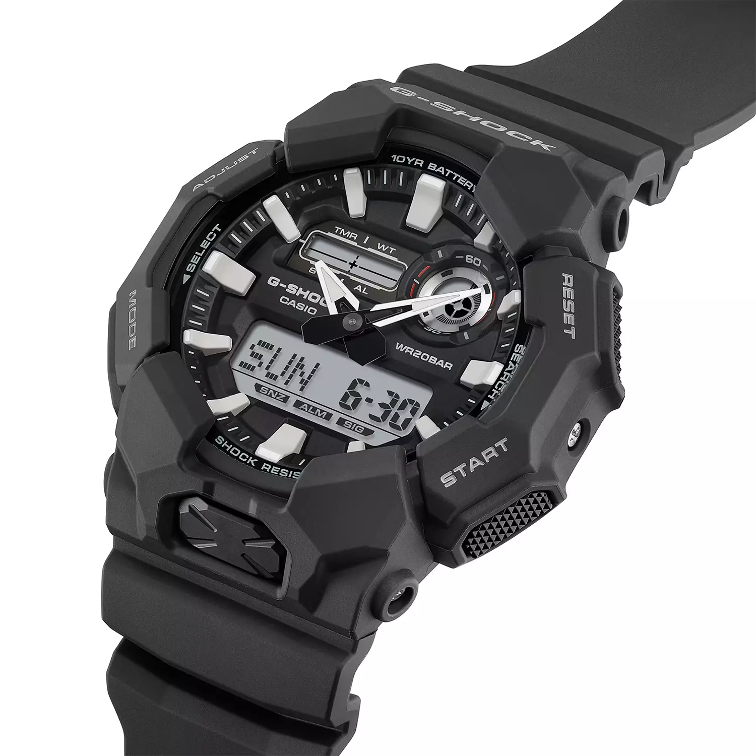 Casio G-shock GA-010-1A - Jam Tangan Analog Digital Pria - White Dial - Black Resin Band