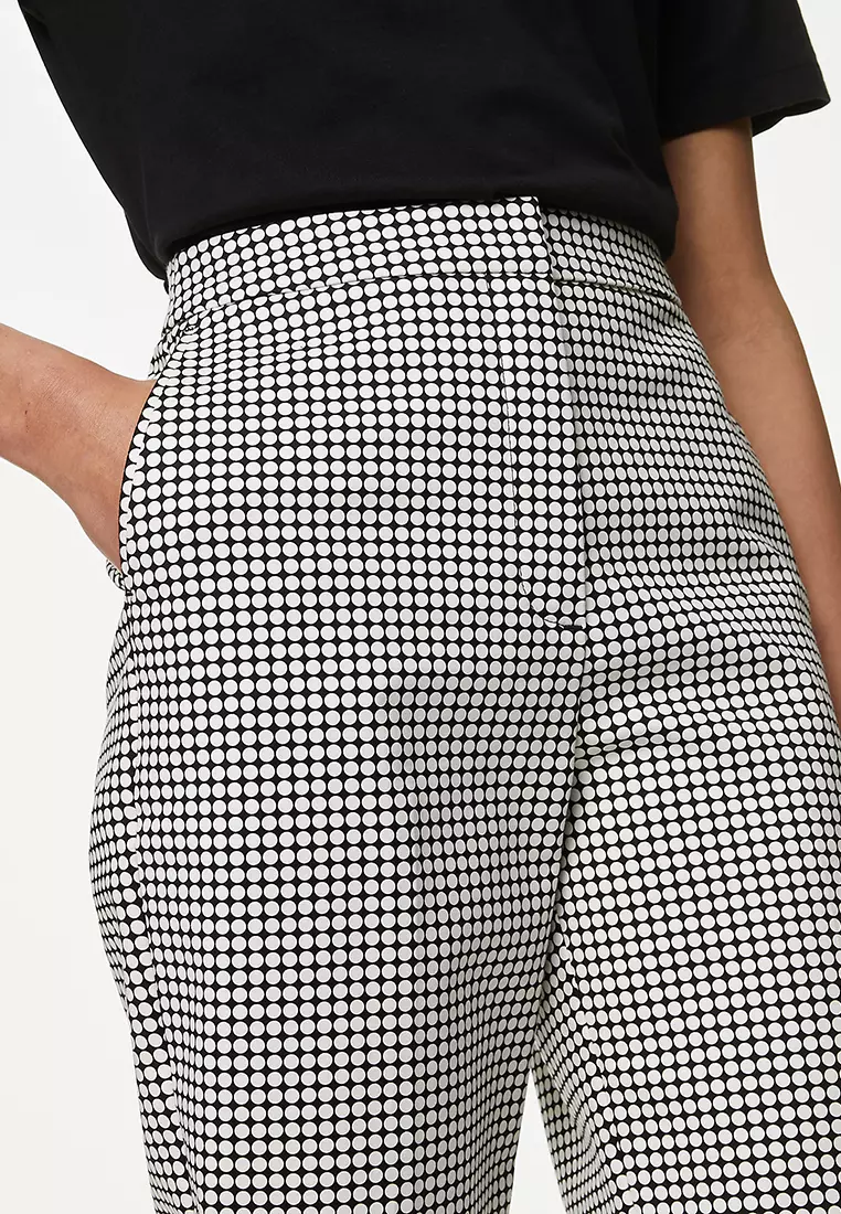 Cotton Rich Geometric Slim Fit Ankle Grazer Trousers