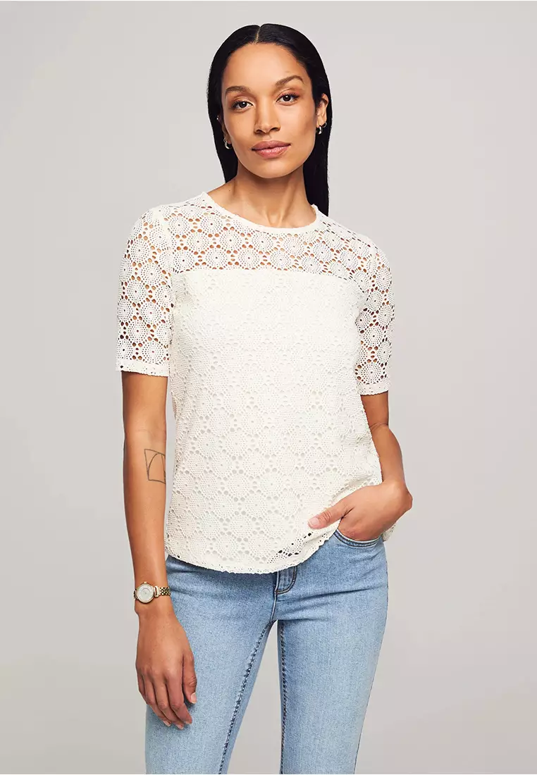 Anne klein broderie hot sale cropped lace cardigan