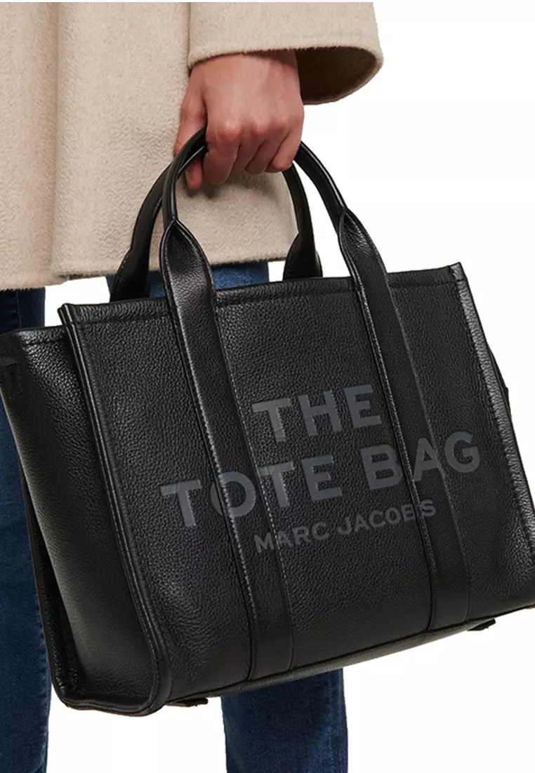 MARC JACOBS The Leather Medium Tote Bag Black H004L01PF21