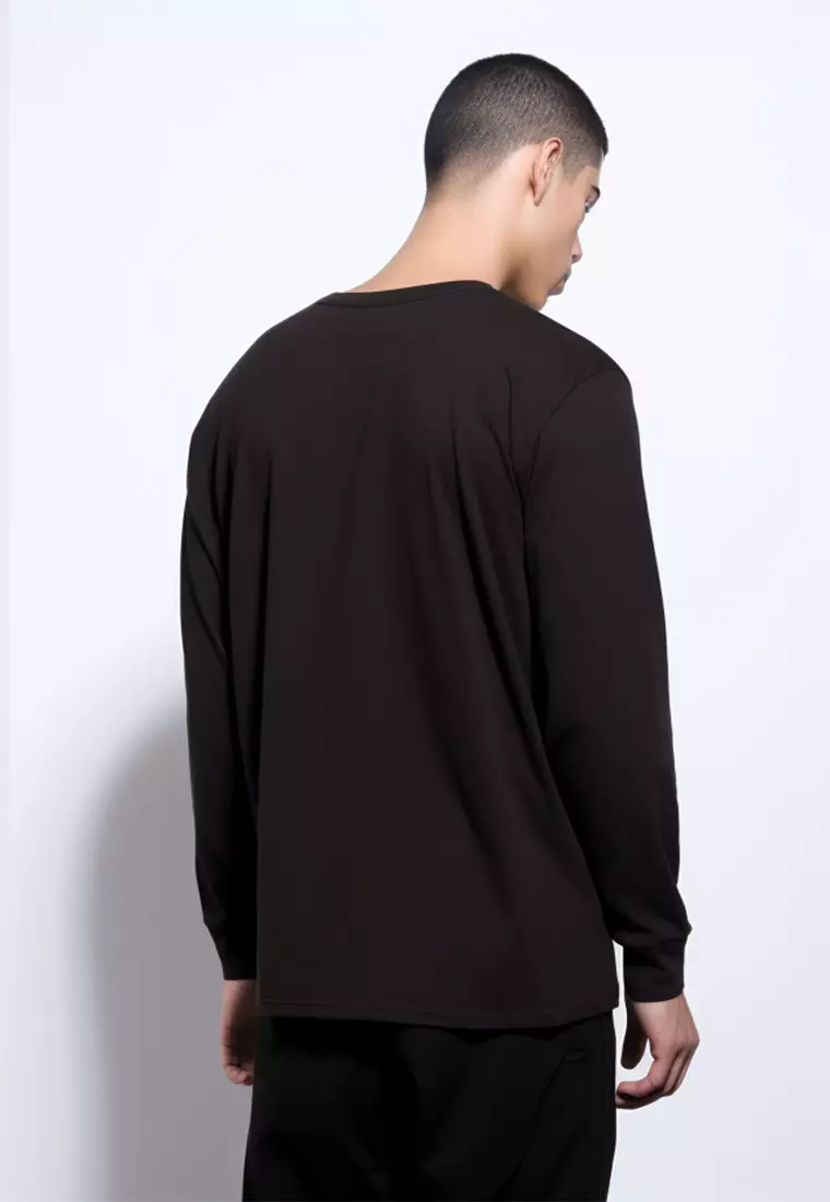 MTQ47 kaos lengan panjang hitam tangan panjang pria distro tulisan everyday is second chance hitam