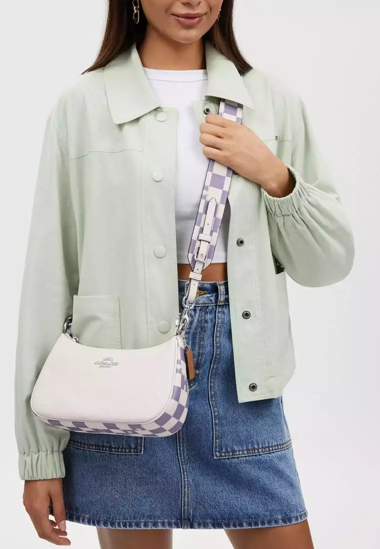 Coach Teri Shoulder Bag With Checkerboard Print Light Violet Chalk