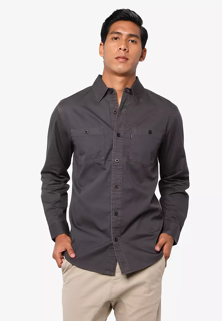 Grey button down on sale shirt