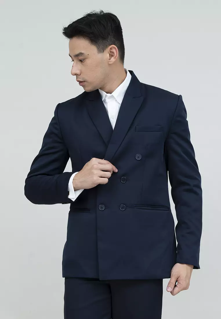 Jas Double Breast Navy Blazer Formal Pria Jas Nikah