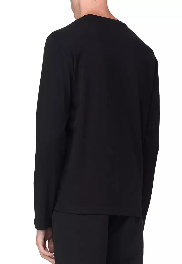 男士長袖T恤黑色7M000900 AF10373