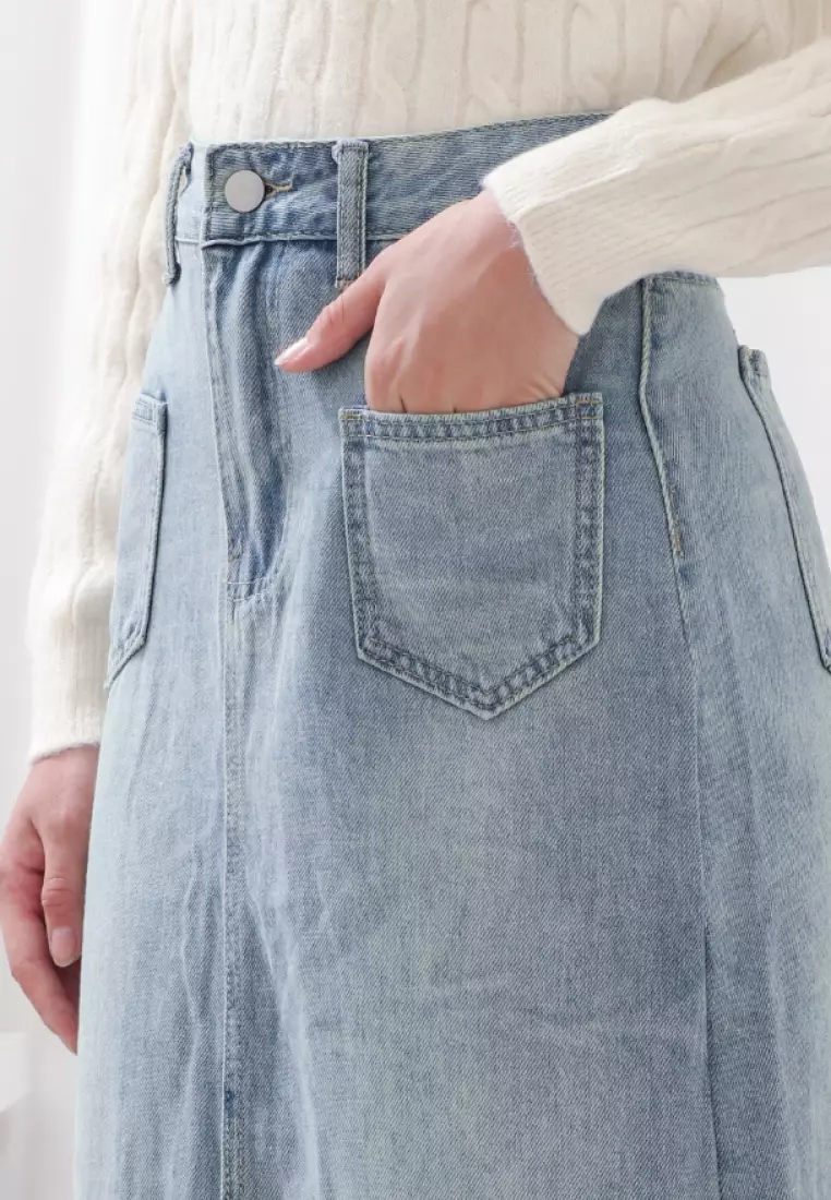 Xana Midi Skirt in Aqua